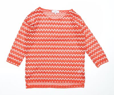 NEXT Damenpullover orange U-Boot-Ausschnitt Polyestermischung Größe 8
