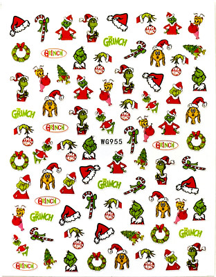 WEIHNACHTEN Nail Art Nagel Sticker selbstklebend Grinch WG955-2721
