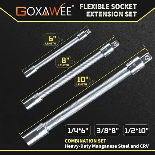 Silver Adjustable Wrench Extension Rod, 1/4", 3/8", 1/2", for Professional Use - 第 8/9 張圖片