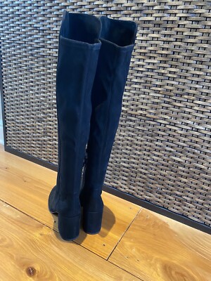 Bottes Stuart Weitzman En Daim Ardoise Genou Extensible Taille 9 - Occasion, Talon Bloc