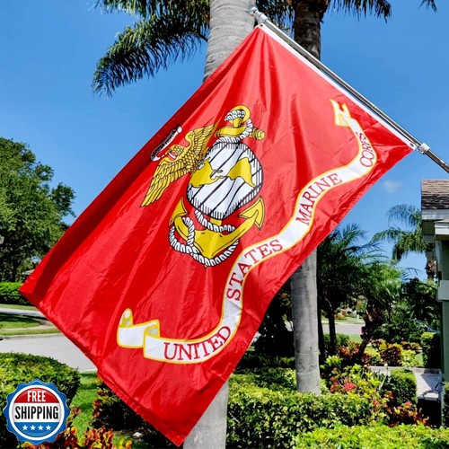 ZEKVY US Marine Corps USMC Flag 2x3 Outdoor Made in USA - Double Sided Heavy - Picture 2 of 5
