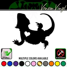 Bearded Dragon Vinyl Decal Sticker Heart Reptile Lizard Herp Love Terrarium