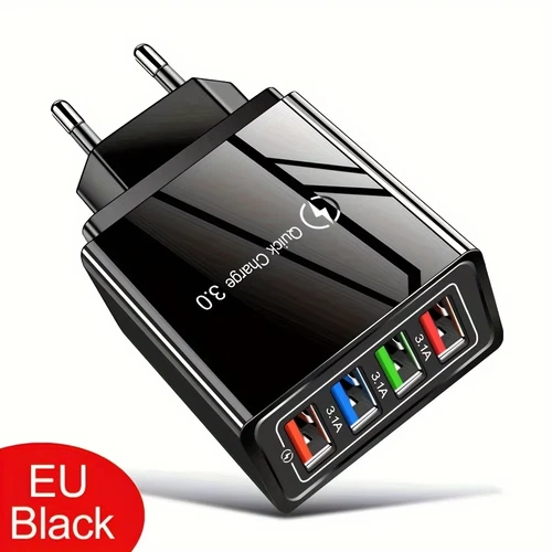 2X USB Mehrfach Schnell Ladegerät 4 Fach Netzteil Adapter Handy Tablet SCHWARZ - Bild 3 von 7