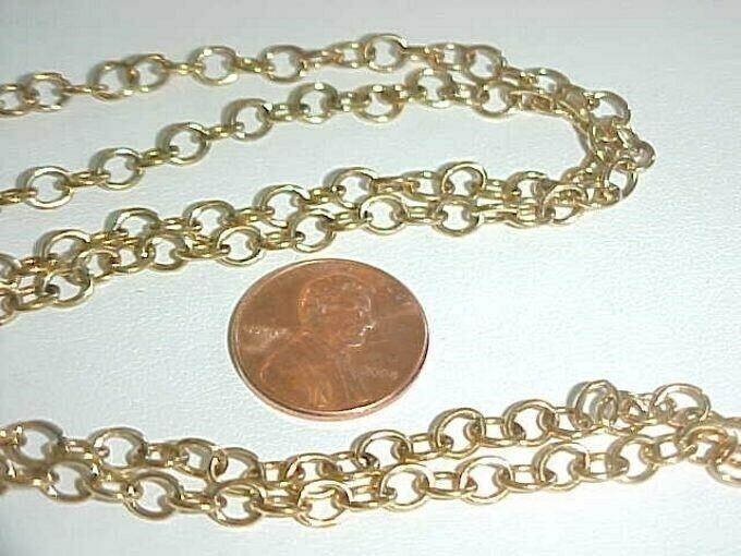 5 FEET VINTAGE BRASS OVAL 4mm LINK CABLE CHAIN - JEWELRY MAKING & CRAFTING L961