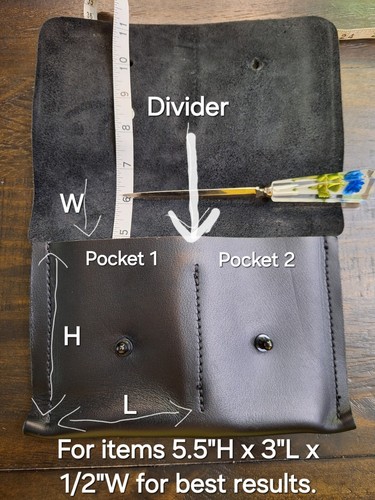 American Leather Works Genuine Leather 2 Pocket Belt Pouch 6"H X 9"L - Picture 8 of 12