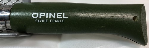 Opinel Inox Savoie France No. 08 Green Pocket Knife Wood Grain Whittling 3 1/4” - Picture 7 of 8