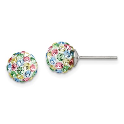 7mm Sterling Silver Multicolor Preciosa Crystal 7mm Post Earrings