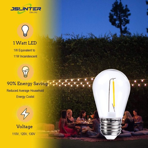 25-Pack S14 1W Outdoor String Lights Bulbs LED, Shatterproof & Waterproof, 2700K - Picture 6 of 7