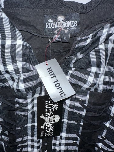 NEW WT Royal Bones Black/ White Plaid Corset Women’s XL Lace Trim Ruffle - Picture 3 of 10