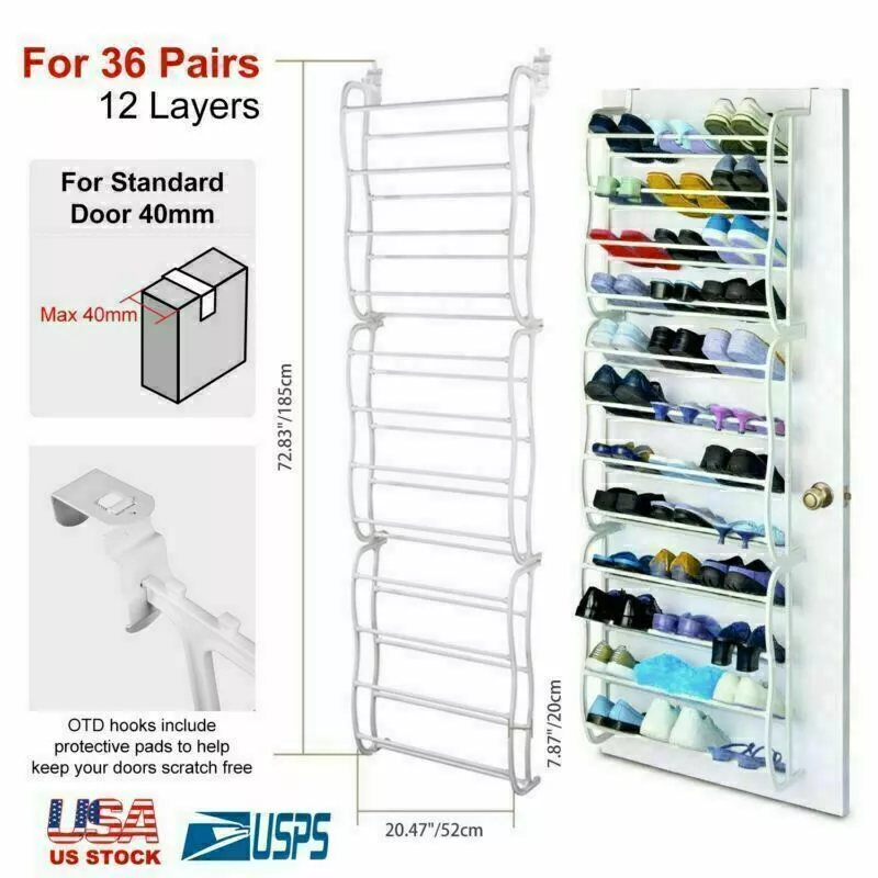 10 Tier Shoe Rack Over The Door Shoe Organizer Hanging Shoe Storage The Door - Image 3 of 4