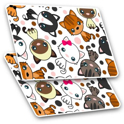 2 x Rectangle Stickers 7.5 cm - Cute Cartoon Cats Kitten Animals Pets ...
