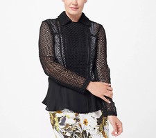 Truth  Style Eyelet Open Weave Jacket Black XS New