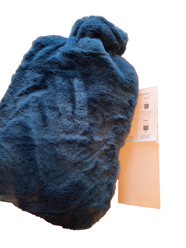 Hot Water Bottle Blue 3L Large Faux Fur Cover Cozy Hot Water Bottle Durable - Picture 7 of 7