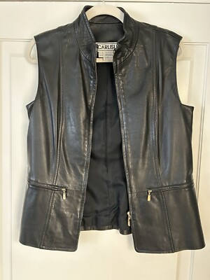 CARLISLE COLLECTION BLACK LEATHER VEST EUC!!!