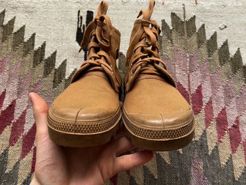 De colección Paladio Pallabrouse Pampa Hi Marrón Lona Botas Tenis Zapatos Francia Foto 4 de 4