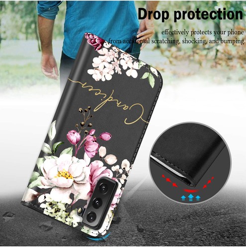 Funda protectora de cuero abatible personalizada con flores para Samsung Galaxy S23 A14 A54 - Imagen 41 de 45