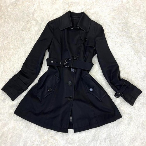 Burberry Blue Label trench coat Woman's Black coat Asian Fit M 38 US Size S - Picture 3 of 10
