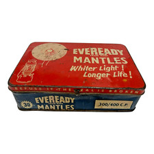 1900s Vintage Eveready Mantles Flashlight Lantern Litho Tin box , Collectible