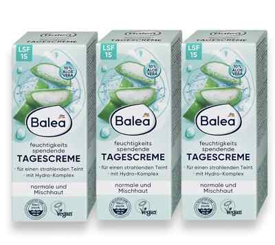 Balea Feuchtigkeitscreme 50 ml   Mit Aloe Vera, Hydro-Komplex, LSF 15, 3x50 ml