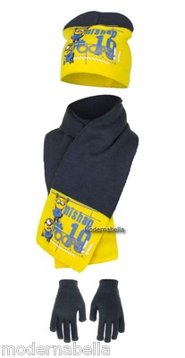 CATTIVISSIMO ME Minions Set Mütze Schal Handschuhe Kind Minion Kopfbedeckung