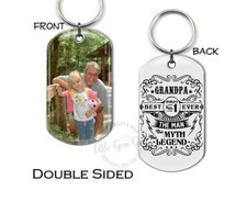 Personalized Grandpa Keychain Man Myth Legend Custom Photo Dog Tag Charm