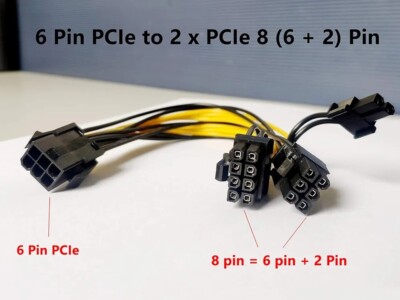 PCIe Kabel 6 Pin auf Dual 8 Pin (6+2) Stecker GPU Kabel Verlängerung PCI Express Power