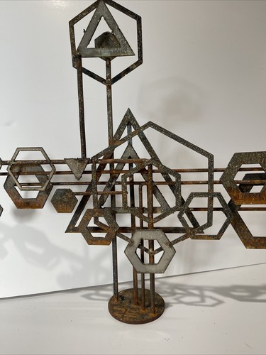 ABSTRACT METAL SCULPTURE MODERNISM EXPRESSIONISM BRUTALISM FRANK COTA LISTED - Picture 4 of 9