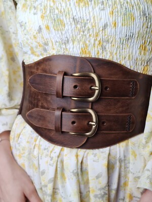 Leather Corset Belt Wide Womens Belt Western Waist Belt  display picture 3