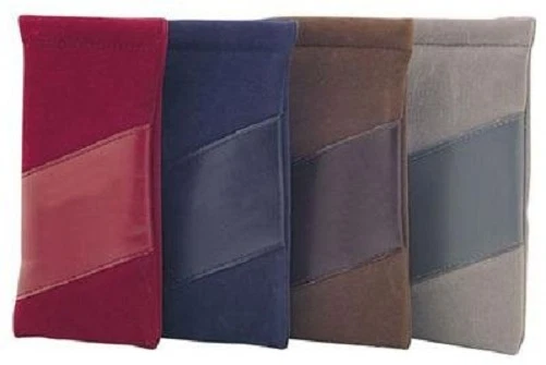 Snap Top Glasses Case Suede & Leather Look Pinch Pouch - Great for Phones Too!