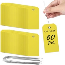 Waterproof Tags with String Yellow Shipping Labels for Inventory 60 Pcs