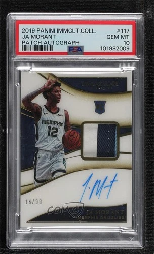 2019 Panini Immaculate /99 Ja Morant #117 PSA 10 GEM MT RPA Rookie Patch Auto RC