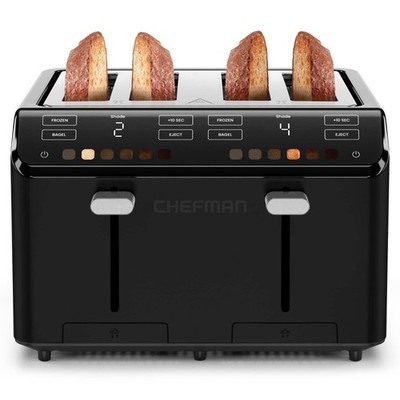 Chefman Smart Touch 4-Slice Toaster, Black, 6 Touchscreen Shade Settings,