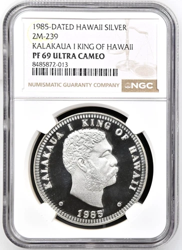 1985 Hawaii 2M-239 Kalakaua I King Of Hawaii Silver NGC PF 69 ULTRA CAMEO