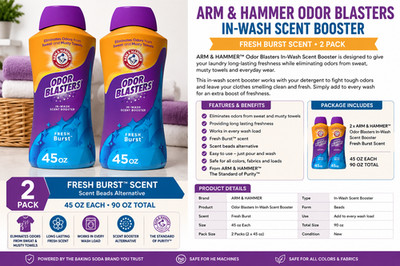 ARM & HAMMER Odor Blasters In-Wash Scent Booster Fresh Burst 45 oz 2 Pack