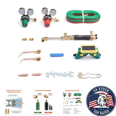Complete Oxygen Acetylene Torch Kit - 15FT Dual Hose & Essential Accessories