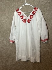 Madewell White Dress With Red Embroidery Size Medium