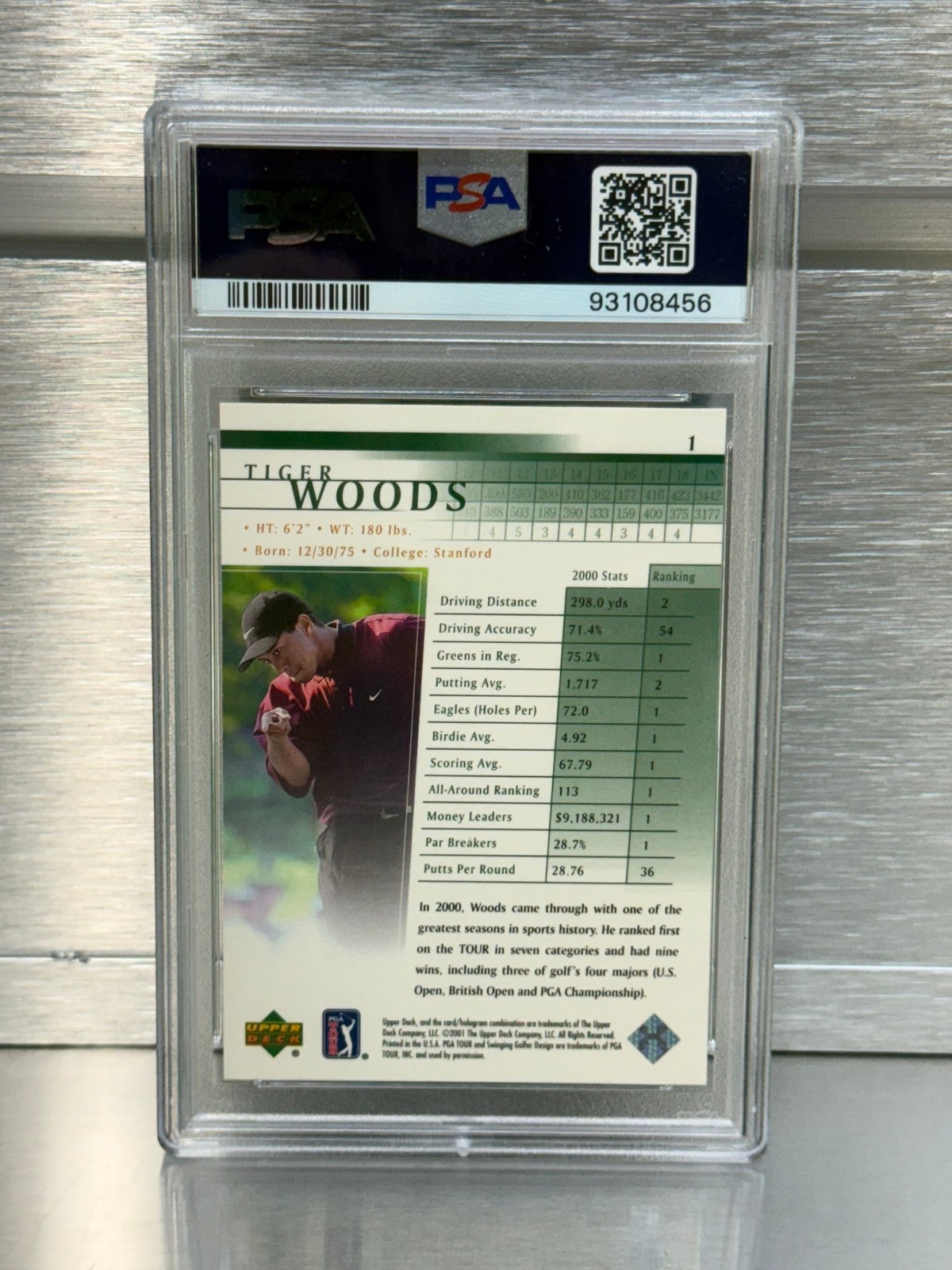 2001 Upper Deck - Tiger Woods #1 PSA 8! Rookie Card view 2