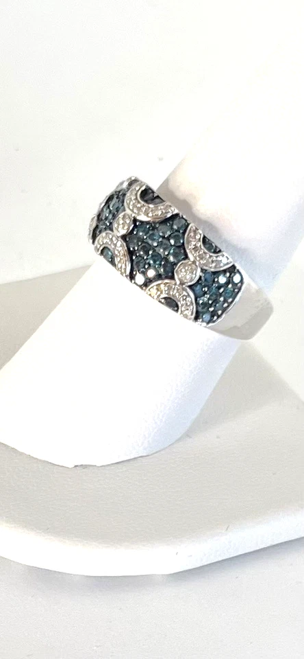 BANDA DIAMANTE AZUL NATURAL Y DIAMANTE BLANCO ORO BLANCO Foto 2 de 4