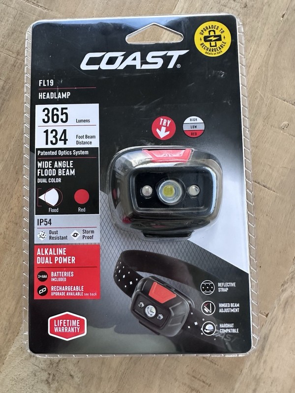 NEW Coast Storm Proof  White Red LED Headlamp Flashlight 3 AAA 45