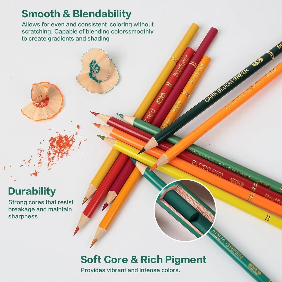 180 Coloured Pencils, Professional Drawing Set, Numbered, Soft Core Colouring Pe - image 4 of 4