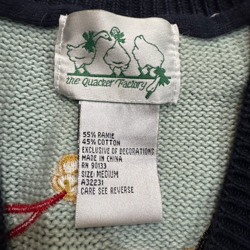The Quacker Factory Snowman Christmas Sweater Cardigan Women's M Vintage 90s - Picture 4 of 13