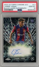2023-24 Lamine Yamal Topps Chrome UCC UEFA Black Lazer RC Auto PSA 10
