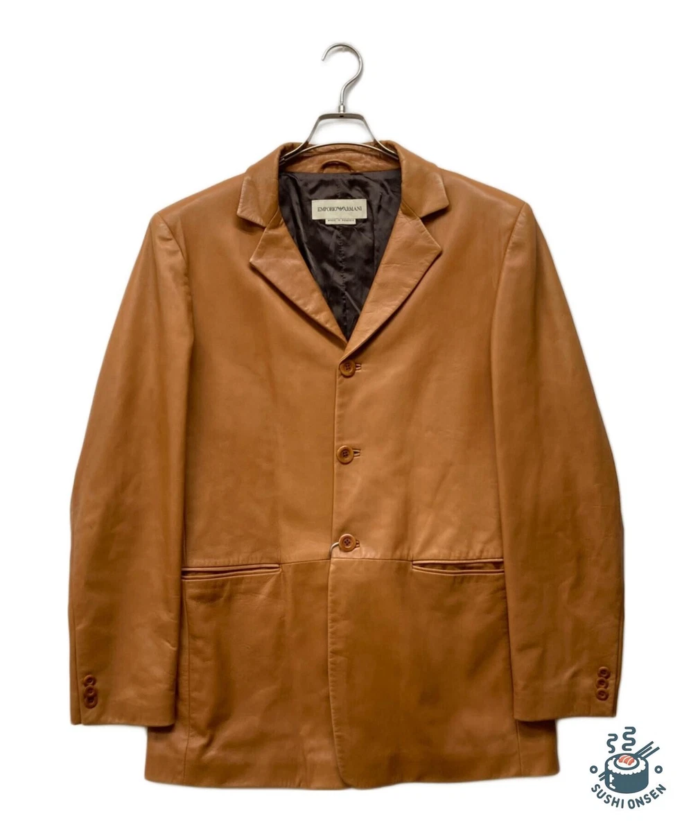 Emporio Armani Leather Outer Shell Brown Coats, Jackets & Vests