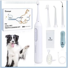 Dog Tooth Brushing Kit, 3-in-1 Teeth Cleaning Tools Ultrasonic Electric Kit Set