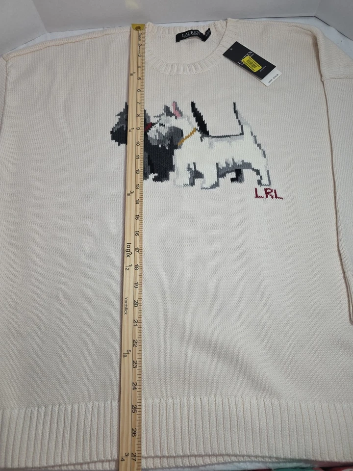 Nuevo con etiquetas Suéter Lauren Ralph Lauren Perros Polo Scottie Terrier Crema Talla 2X Para Mujer Foto 3 de 4