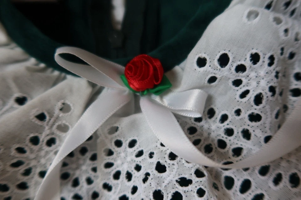 Vestido de terciopelo verde con cuello de encaje para niñas Lad of Philadelphia 2T vacaciones Foto 4 de 4