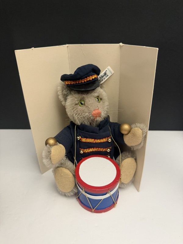 Steiff Golden Age Circus Bandsman Drum 0122.19 TAGS + Box, Factory Tethered