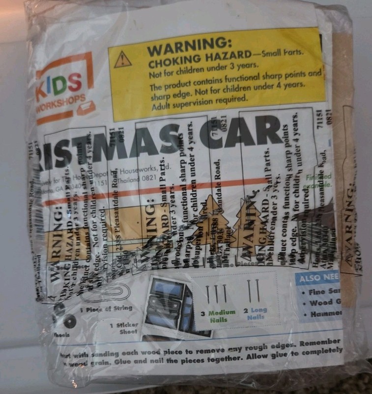 Home Depot Kids Workshop Christmas Car with Pin Unopened Bag