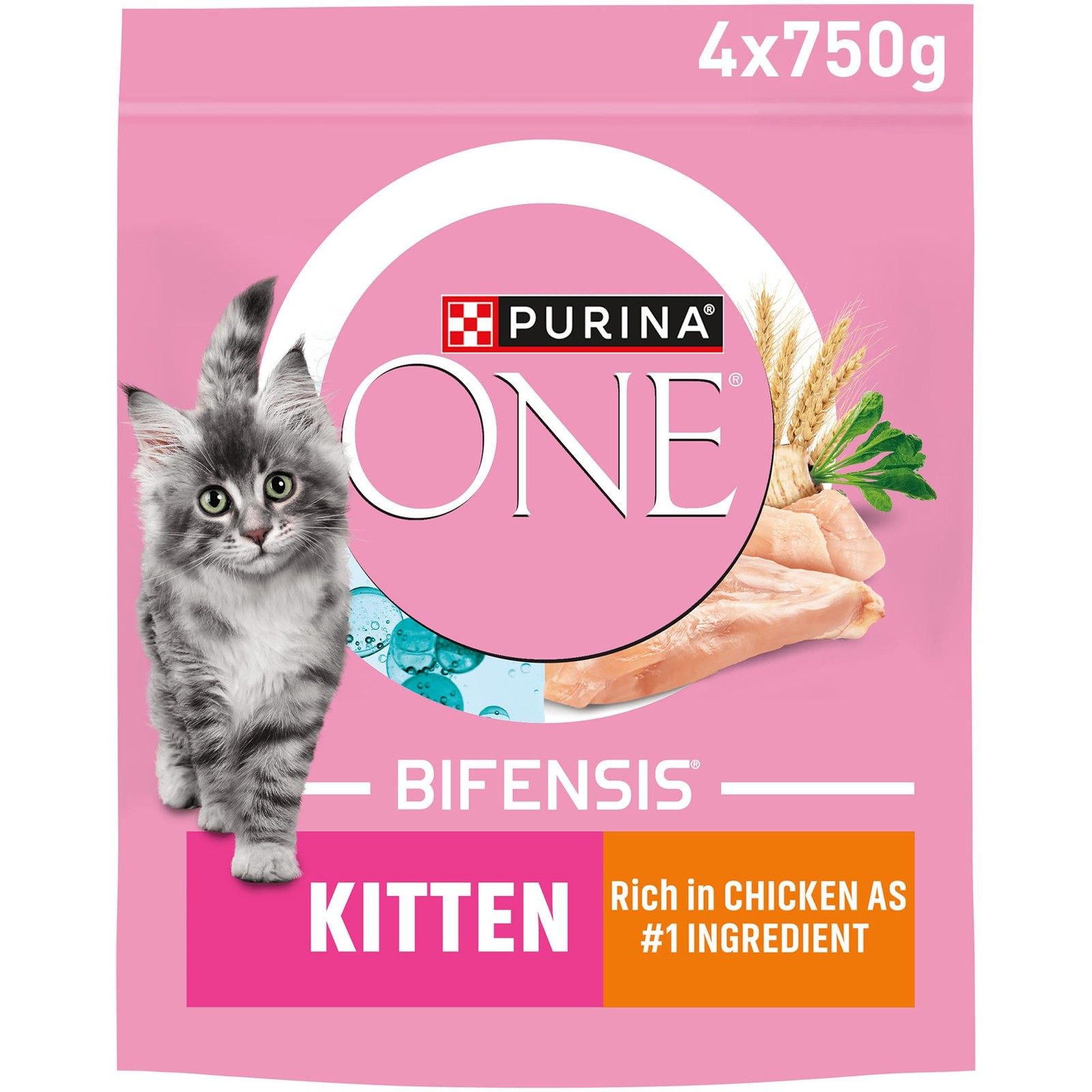 Purina Kitten Dry Cat Food With Chicken And Wholegrain 4X750g - Image 2