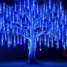 16-Inch Blue Meteor Shower Outdoor String Lights with 960 LEDs for Holiday Decor